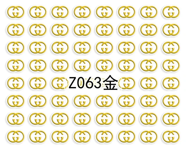 2 шт, 4 цвета, 3D слайдер для ногтей, наклейки для нейл-арта, блестящий металлический полый поцелуй, фирменный логотип, клей, декор для маникюра, Z063-Z066 - Цвет: Z063 GOLD