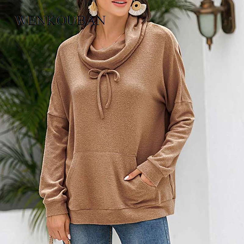 

2020 Women Hoodies Autumn Cashmere Sweatshirt Female High Neck Winter Hooded Warm Thick Sweatshirt Ladies Plush Moletom Feminino