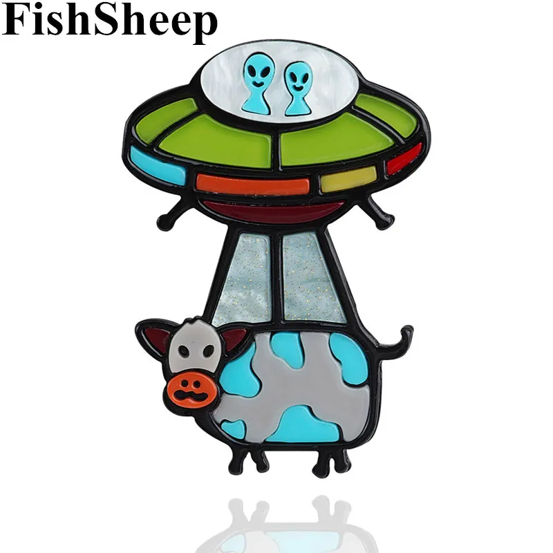 FishSheep Акриловые броши в виде инопланетянина летающей тарелки булавки для женщин