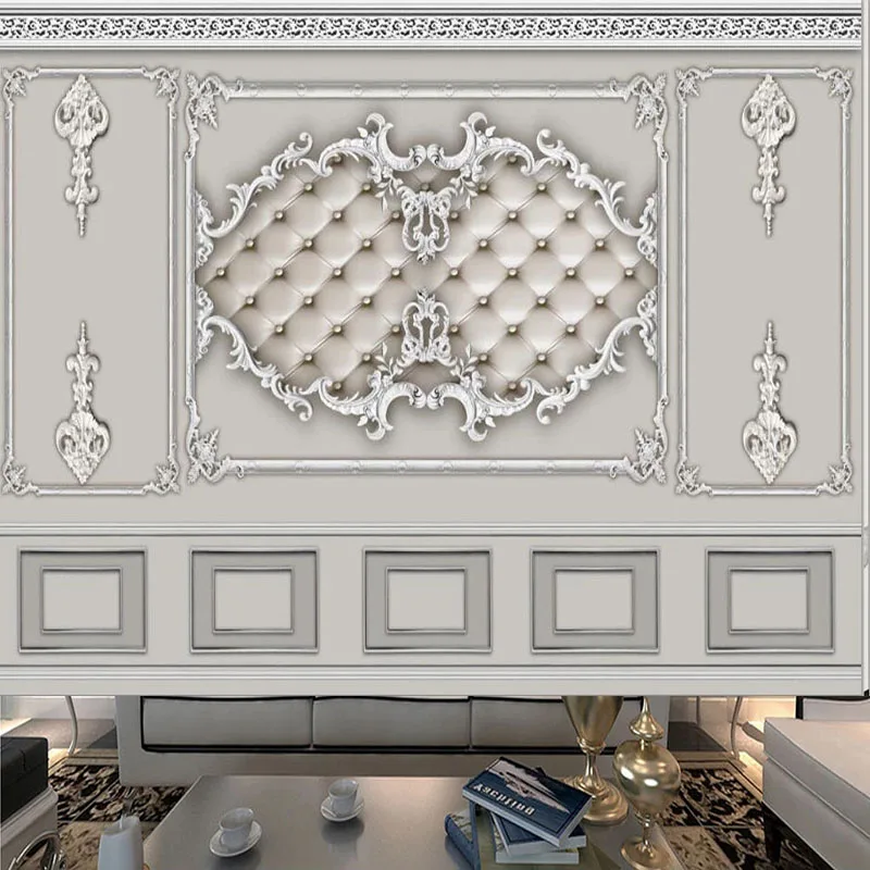

Drop Shipping Custom Mural Wallpaper Modern European Style Plaster Soft Package Pattern TV Background Photo Wall Paper 3D