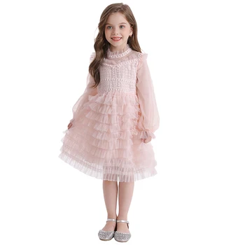 

Lace Long Sleeve Girls Dress Winter Kids Dresses for Girls Embroidery Flower Tulle Ball Gown Princess Party Children Clothing