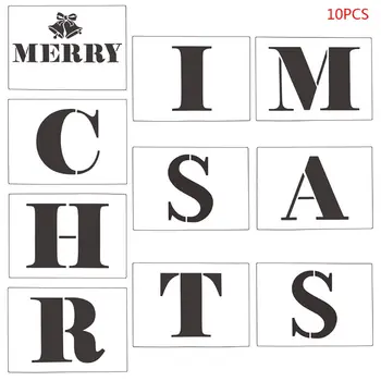 

10pcs/set Uppercase Letter Merry Christmas Stencils Templates DIY Painting Scrapbooking Stamp Album Embossing