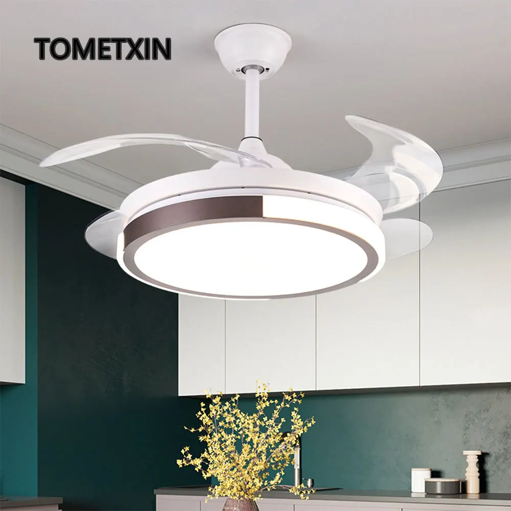 

Invisible LED Ceiling Fan With Light Remote Control DC Copper Motor Silent Sleep Bedroom Living Room Reverse Timer Summer Winter