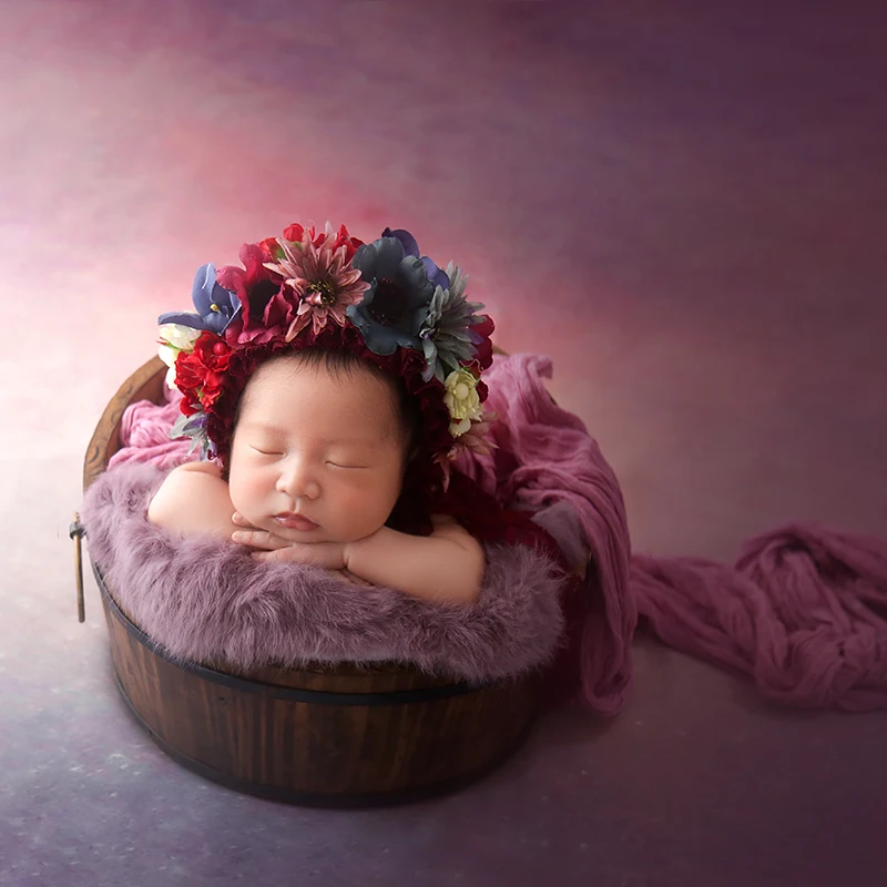 Knit Hat Baby Hat Newborn Floral Bonnet Knitted For Photography Photo Shoot Props