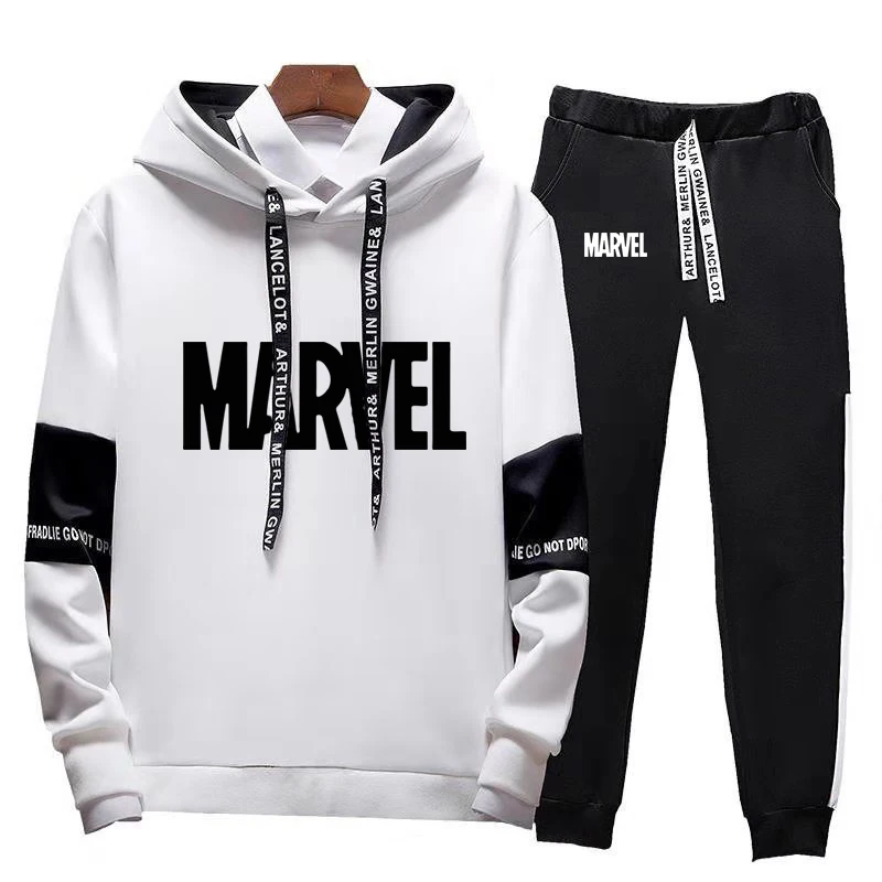 

Men Hoodies Set Fashion Patchwork Sportswear Sets Men Casual Tracksuit Men Hoodies Sweatshirt Drawstring Set Outfit Male Suit