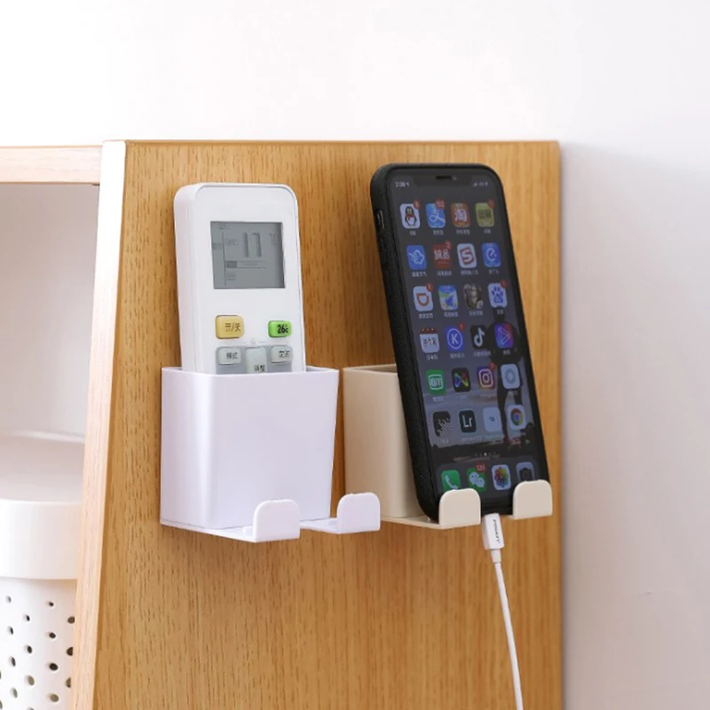 

1PC Phone Wall Mounted Storage Rack Smartphone Hanging Cellphone Tablet Charging Multifunction Remote Control Holder Dropship