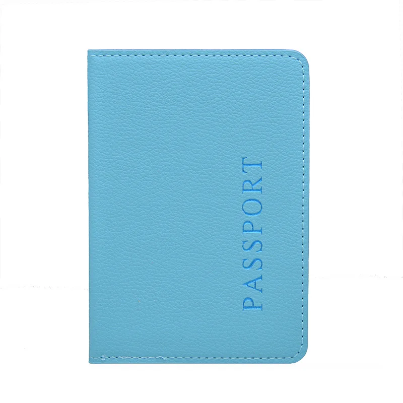 Модная однотонная Обложка для паспорта ярких цветов с горизонтальным плоским уровнем из искусственной кожи(на заказ имя/логотип/эмблема/фотографии - Цвет: sky blue