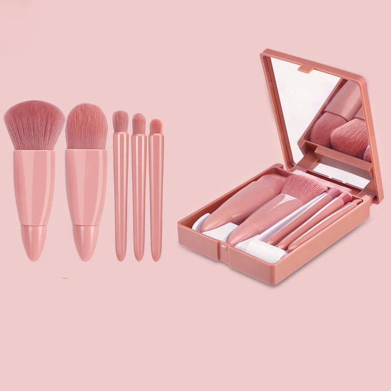 5pcssetPortableMakeupBrushessetPinkTravelsizeshorthandleMake