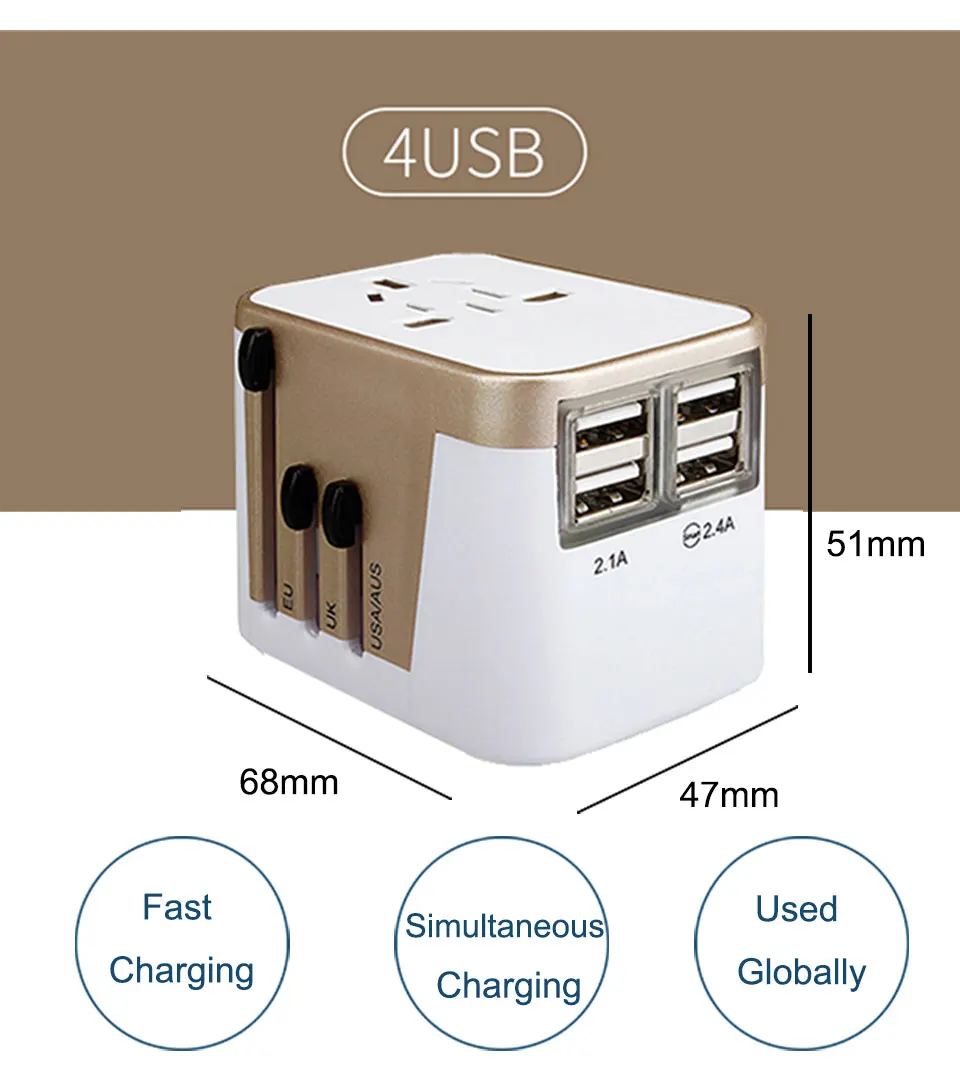 4 USB часть адаптер Универсальный адаптер вилка путешествия за рубежом для переноски по всему миру электрическая розетка Великобритания США Европа