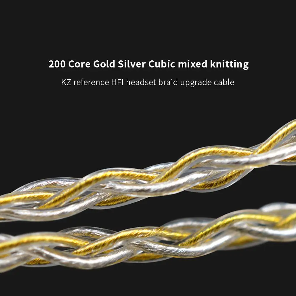 KZ reference level HiFi headset braid upgrade cable 200 core gold silver cubic mixed knitting earphones line