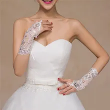 1 пара Свадебные перчатки Кружева Мода выдалбливают цветок росы напалечник платье с перчатками Аксессуары свадебные украшения J15