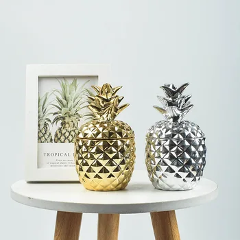 

Ceramic Pineapple Storage Tank Aromatherapy Candle Storage Container Dustproof Cover Sugar Crafts Desktop Ceramic Jar and Lid