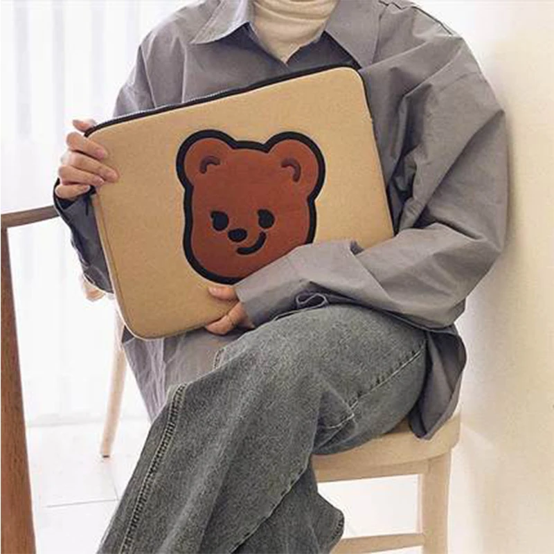 Bear Embroidery Tablet Bag Sleeve Cover for Ipad Air 13/14/15Inch case Samsung Galaxy Tab A 10.1 Laptop Storage | Багаж и сумки