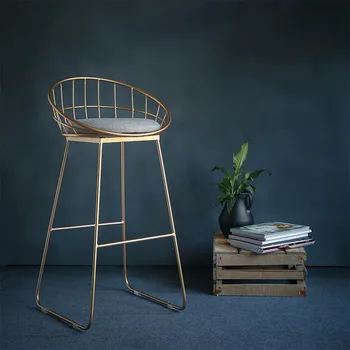 

Simple Bar Stool Wrought Iron Chair Tabouret De Gold High Modern Dining Nordic Golden Furniture