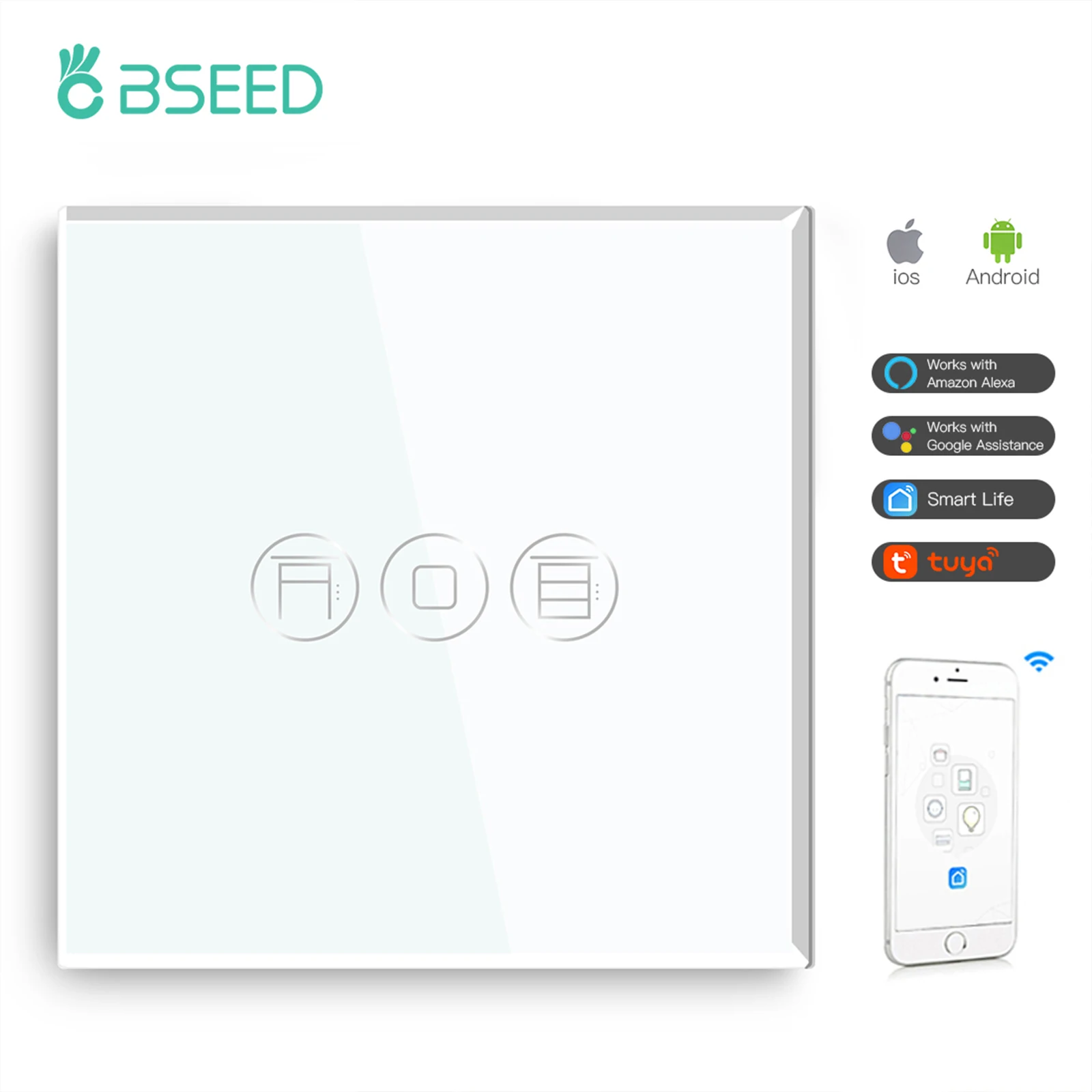 Беспроводная розетка Bseed переключатель роликовой шторки Wi-Fi Smart переключатели Wifi