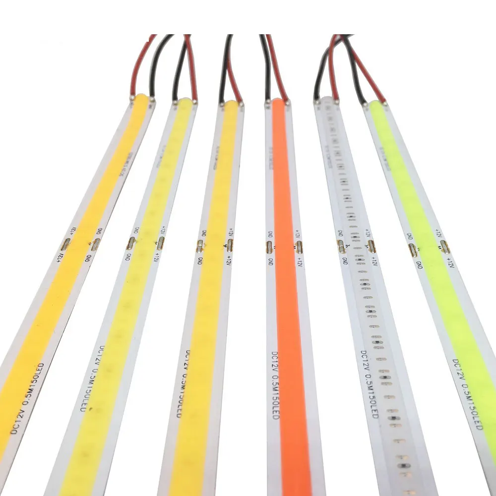 

High Density Flexible COB Led Strip Tape Light Dimmable FOB Linear Ribbon Red Green Blue Warm/Nature/Cool White DC12V/24V 8mm