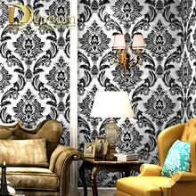 Черный, белый, золотой текстурированный роскошный классический 3D Дамасская настенная бумага для спальни, гостиной, домашнего декора, Водонепроницаемый виниловый пвх Настенный Рулон Бумаги