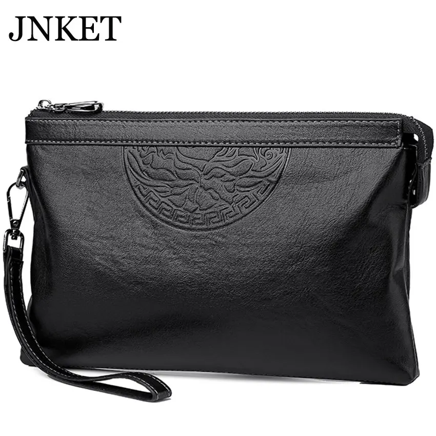 

JNKET New PU Leather Men's Clutch Handbag Zipper Clutch Long Wallet Business Bag Large Capacity Clutch Bag Detachable Wristlet