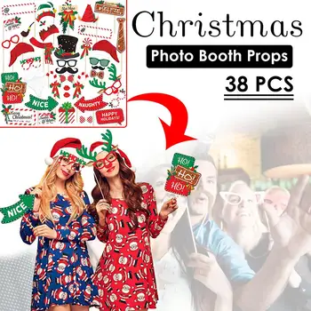 

Christmas Photo Booth Props DIY Picture Backdrop Party Supplies Funny Photo Booth Toy For Christmas Decoration