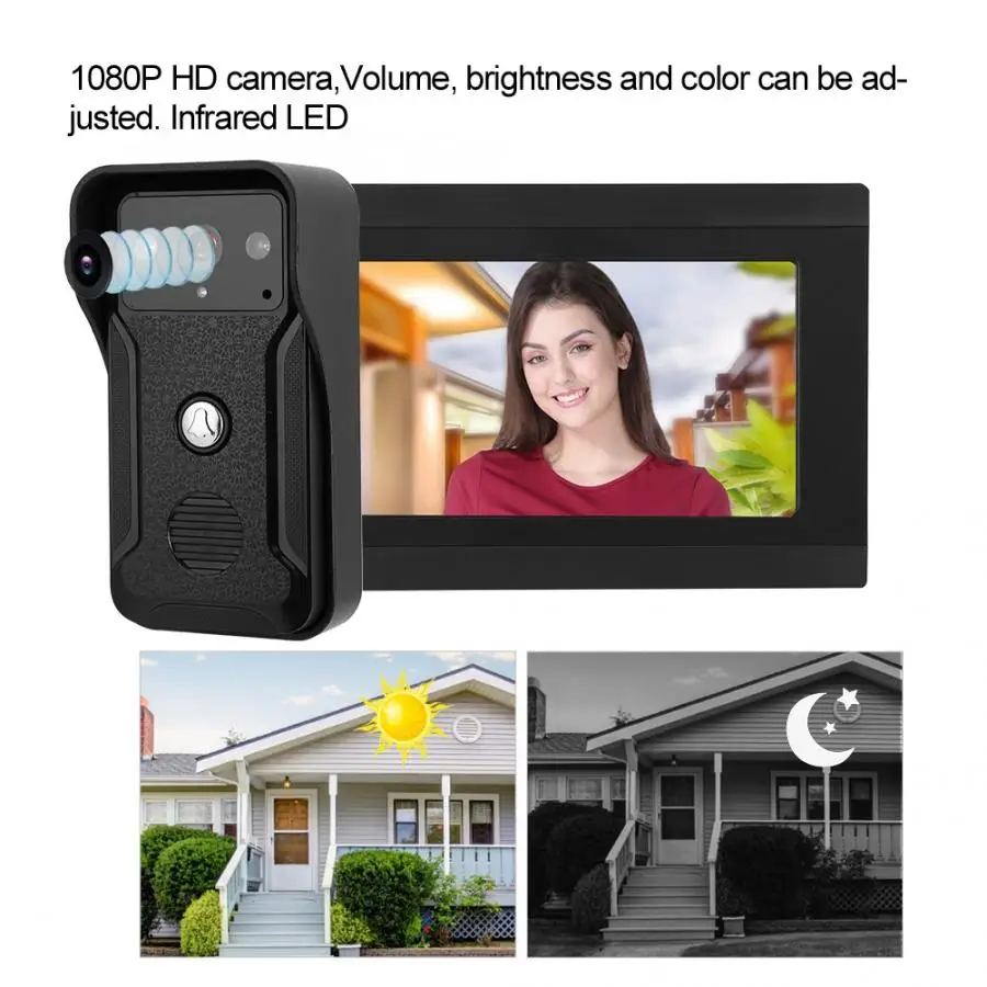 7in 1080P HD проводной Wifi видео дверной звонок приложение дистанционного ночного видения домофона 100-240 в умный дверной Звонок