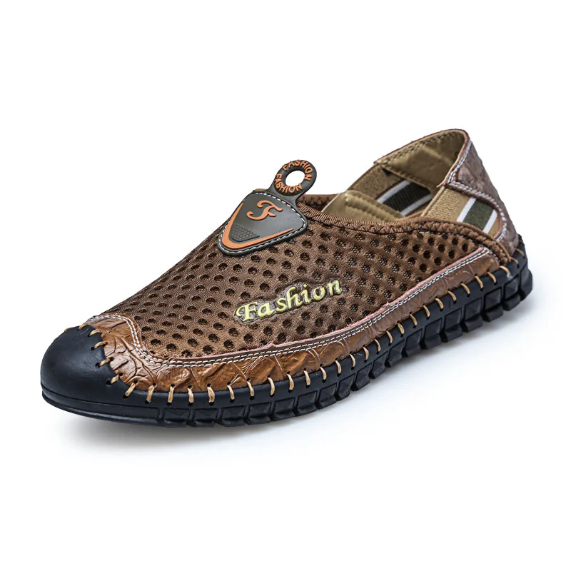 

Summer Casual Shoes Large Size MEN'S SHOES Genuine Leather Hollow out Mesh Mesh Breathable Handmade MEN'S SHOES Fashion
