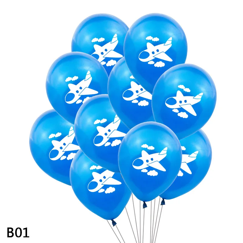 B01 10 шт./лот 12 дюймов мультфильм самолет латекс конфетти для воздушного шара воздушные шары самолет тема вечерние украшения Globos Дети День рождения самолет воздушный шар - Цвет: B01