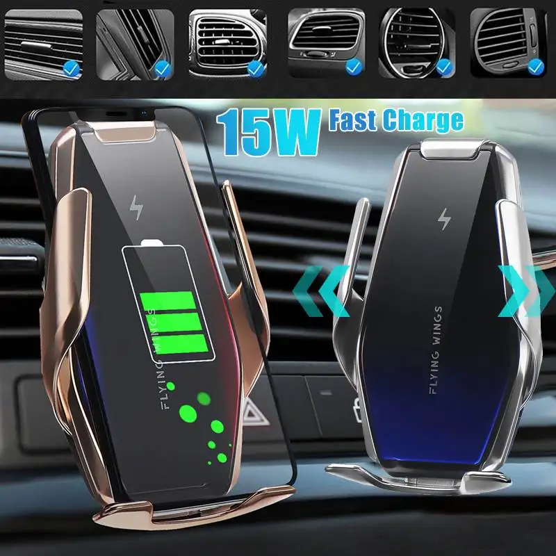 

360 Degree Rotation Air Vent Car Mount Holder 15W Wireless Car Charger Automatic Clamping Fast Charging For Iphone Samsung
