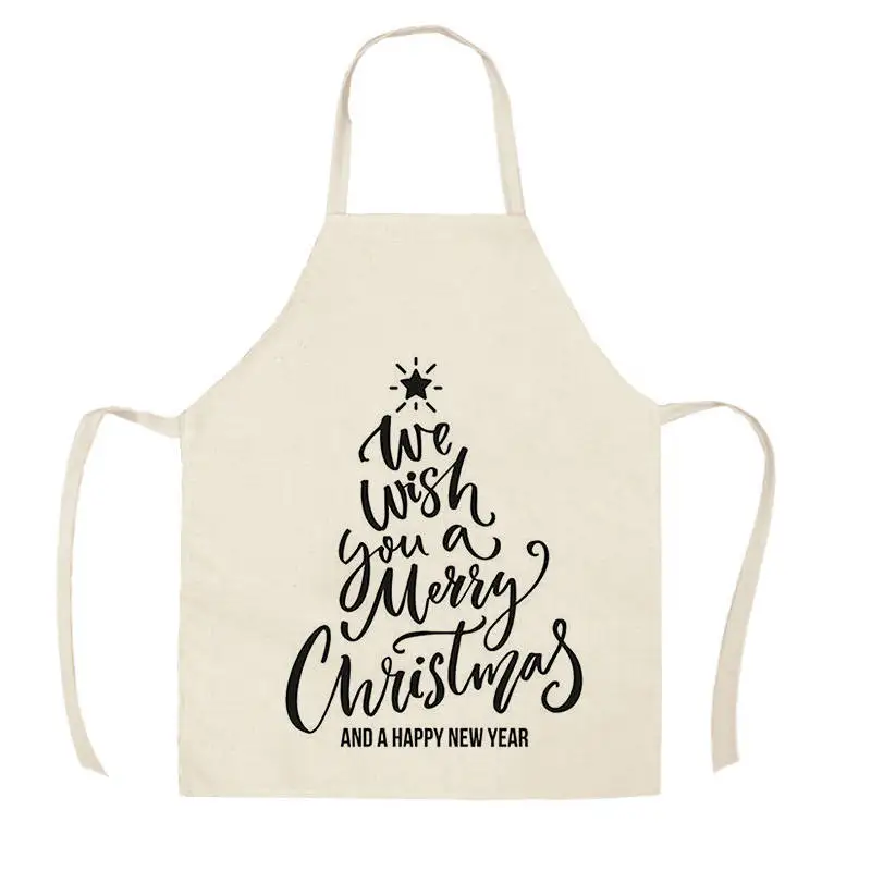 Merry Christmas Car Tree Red Plaid Kitchen Aprons for Woman Man Home Cooking Baking Shop Cleaning Cotton Linen Apron WQi856