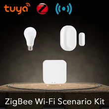 ZigBee концентратор WiFi умный дом мониторинг двери окна контакт сенсор E27 9 Вт беспроводной лампы безопасности комплект умный срок службы Tuya питание