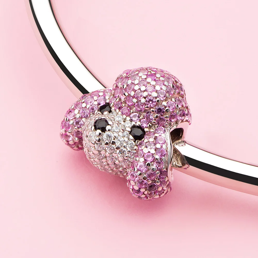 ATHENAIE925SterlingSilverMixedCZElegantPoodlePuppyDogCharms