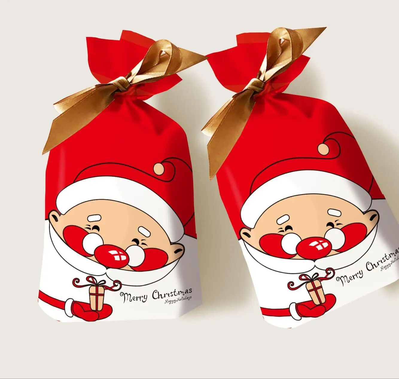 50 шт. веселая Рождественская лента с Санта-Клаусом, сумка на шнурке, сладости, вечерние упаковки, подарок, яблоко, упаковка для конфет и печенья, подарок на Рождество