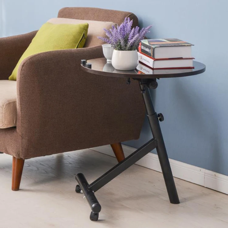 Removable lift coffee table with wheels tea table round bed sofa side table desk angle height adjustable small table