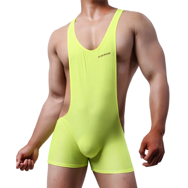 Mens Undershirts Leotard Sports Gym Fitness Bodybuilding Jumpsuits Wrestling Singlet Bodysuits Shorts Penis Pouch Slip Underwear