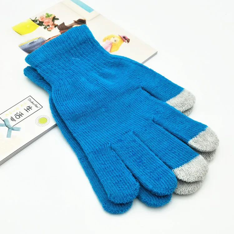 Перчатки Варежки женские сенсорный экран толще высокое качество Лидер продаж стрейч эластичные женские s стильные пальчиковые Перчатки Модный шик - Цвет: blue