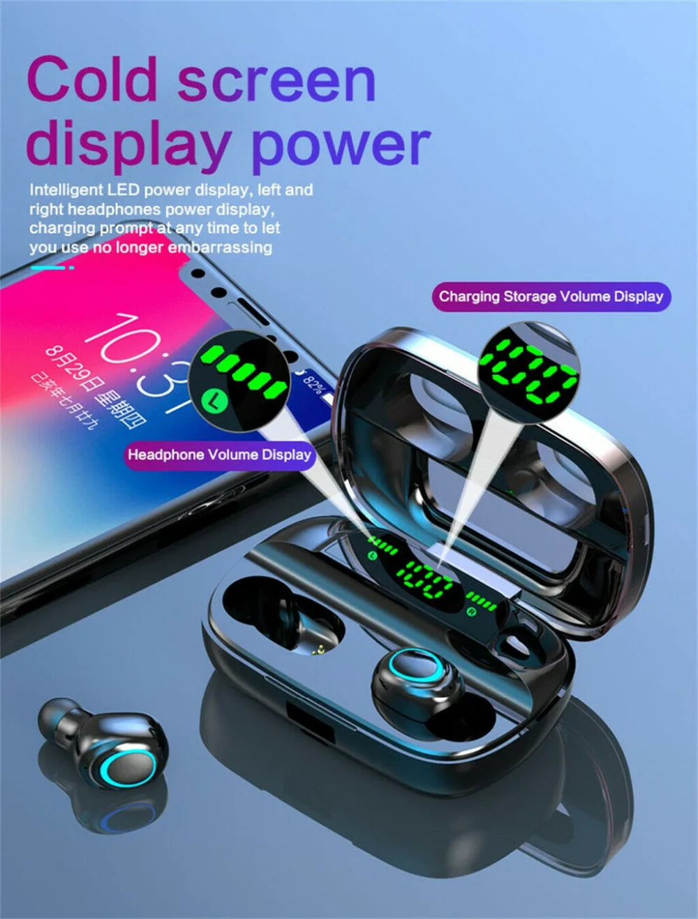 S11 наушники-вкладыши TWS с 3500mAh mobile power Спортивная гарнитура 8DLED Bluetooth 5 0