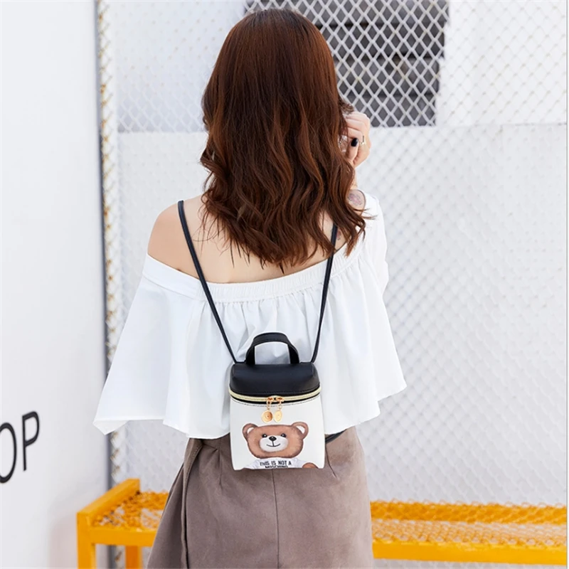 New Women's Mobile Phone Bag Cartoon Female Messenger Shoulder Bags Crossbody Cute Fashion Leather Bags Mini Bear Handbags