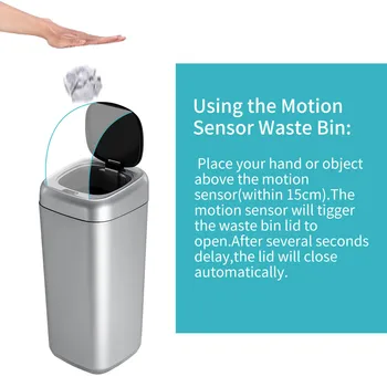 

35L Smart Motion Sensor Automatic Trash Can Waste Bin IR Sensor Kitchen Home Trash litter bin Waste Refuse Basket Room Office