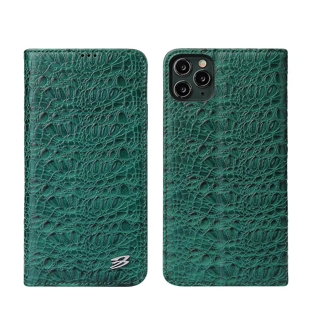 

for iPhone 11 Pro Max Xs Max XR Flip Case New Top Quality Crocodile Leather Cell Phone Clamshell Cover w/ Card Slots