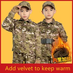 New Children Winter Camp Camouflage Long Sleeve Suits Outdoor Development Military Uniforms Training Tactical Shirt Pants Suits