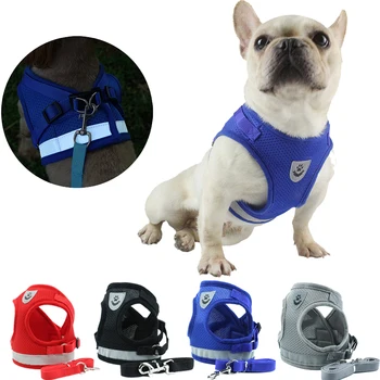 

Reflective Safety Pet Dog Harness and Leash Pet Cat Adjustable Breathable Vest Puppy Chest Strap For Chihuahua Pug Bulldog
