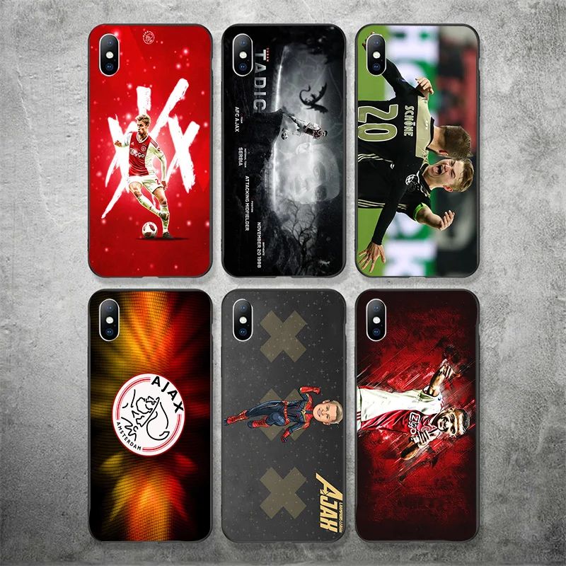 Phone Case FC Ajax For iphone DIY Tadic De Jong Black Soft TPU iPhone 11Pro X XR XS MAX 7 8 7plus 6 6S 5S SE 5 | Мобильные телефоны