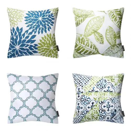 Blue 4pcs 4 шт. цветок лист Подушка Чехол для дивана, кровати и машины кафе декорация Ницца - Цвет: Blue 4pcs