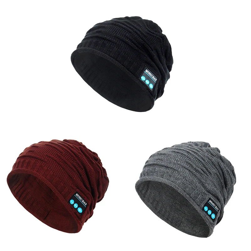 Bluetooth Music Warm Beanie Hat Wireless Smart Cap Headset Headphone Speaker Mic