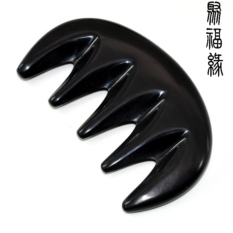 1 Pc New Arrival Black Buffalo Ox Horn Hair Combs Good Quality Anti-static Designer Head Scraping Body Point Massager | Красота и