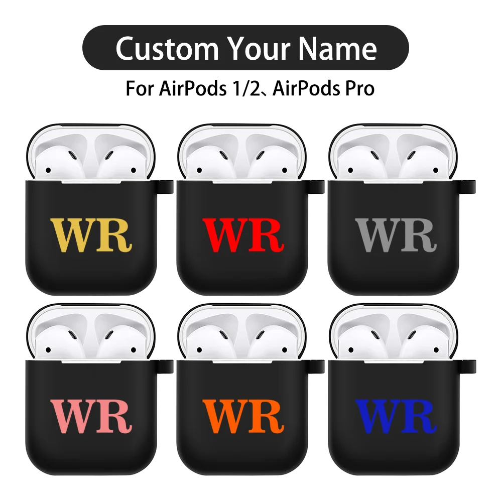 Роскошные буквы DIY Имя под заказ для Airpods 1 2 Pro черный чехол Air Pods защитный Мягкий
