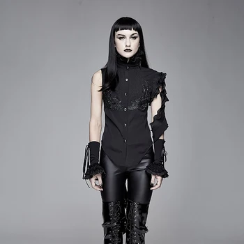 

Devil Gothic Blouse Fashion Clothing New For Women Party Tops With Asymmetric Sleeve
