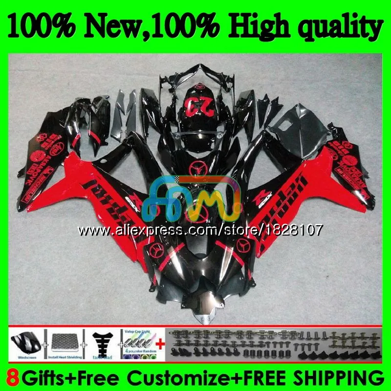 Комплект для SUZUKI GSXR 600 750 CC GSX R600 GSXR600 08 09 10 38BS. 40 GSX-R600 GSXR-750 K8 GSXR750 красный черный 2008 2009 2010 обтекатель - Цвет: No. 1