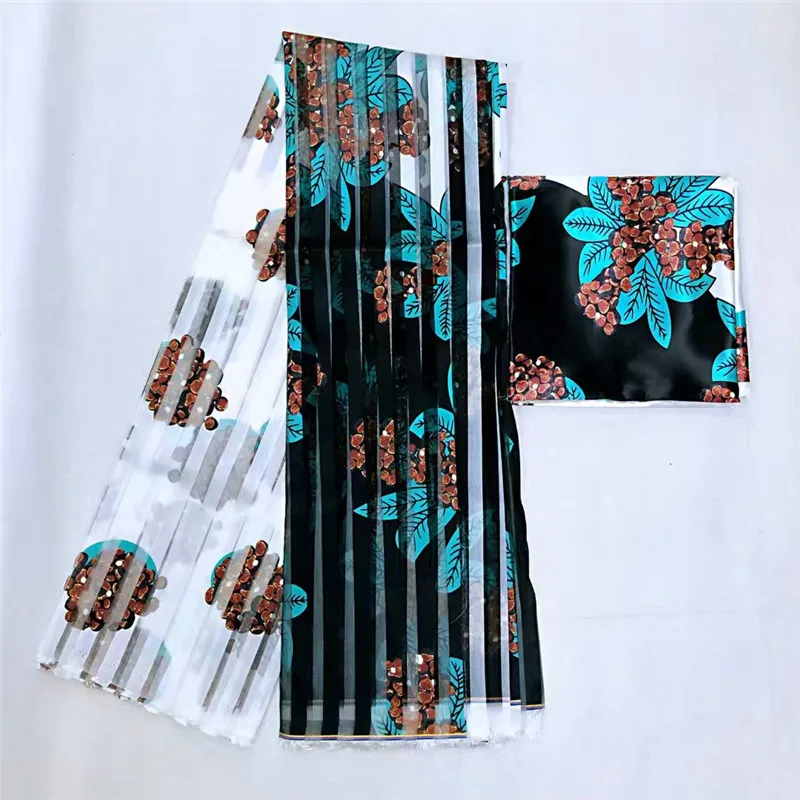 Продвижение 2+ 4 ярдов атласный шелк с органзой ткань мягкая африканская ткань для платья Анкара ткань Африканский Воск принты ткань Нигер - Цвет: as pic
