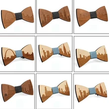 Деревянный галстук-бабочка ручной работы, высококачественный мужской галстук унисекс для банкета, вечерние, свадебные, повседневные аксессуары, Классический трендовый галстук-бабочка из цельного дерева