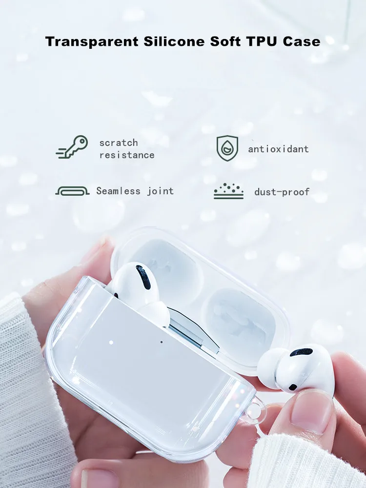 Прозрачный силиконовый мягкий чехол из ТПУ для AirPods pro Air Pods прозрачный наушников 2
